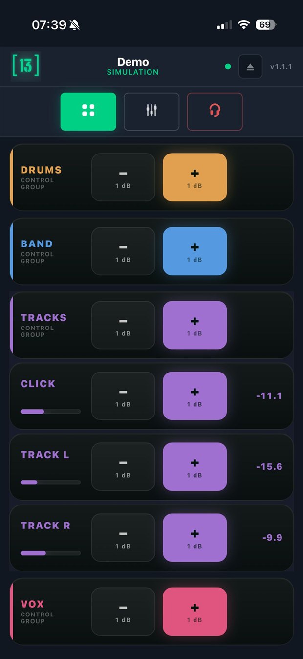 Faderr13 app — buttons mode