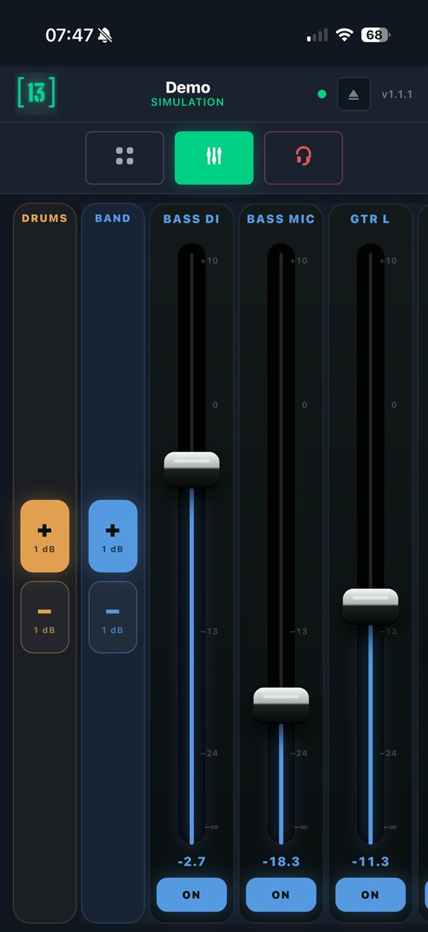 Faderr13 app — faders mode