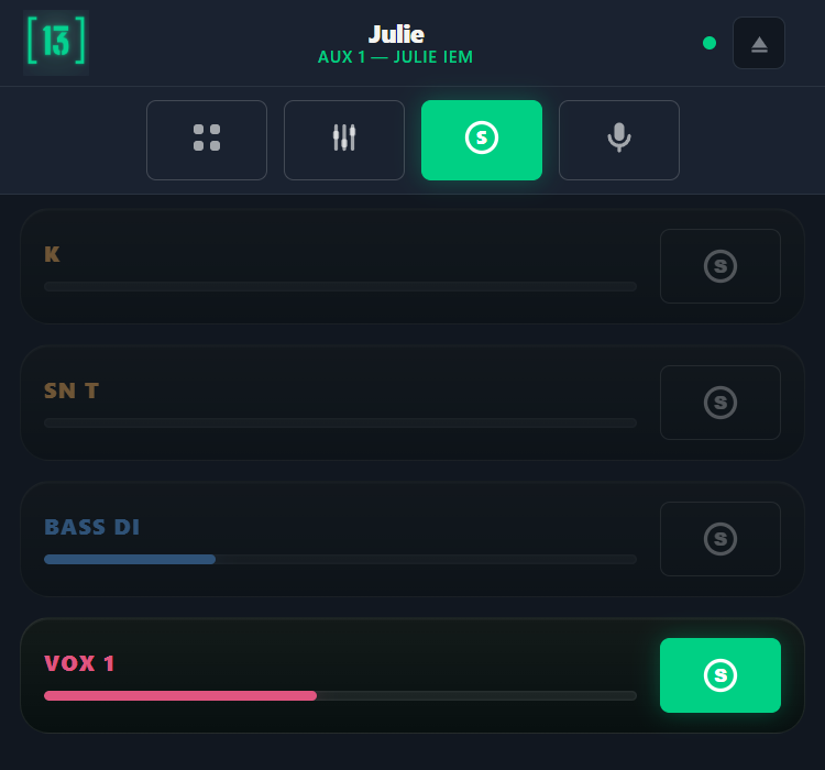 Faderr13 app — solo page